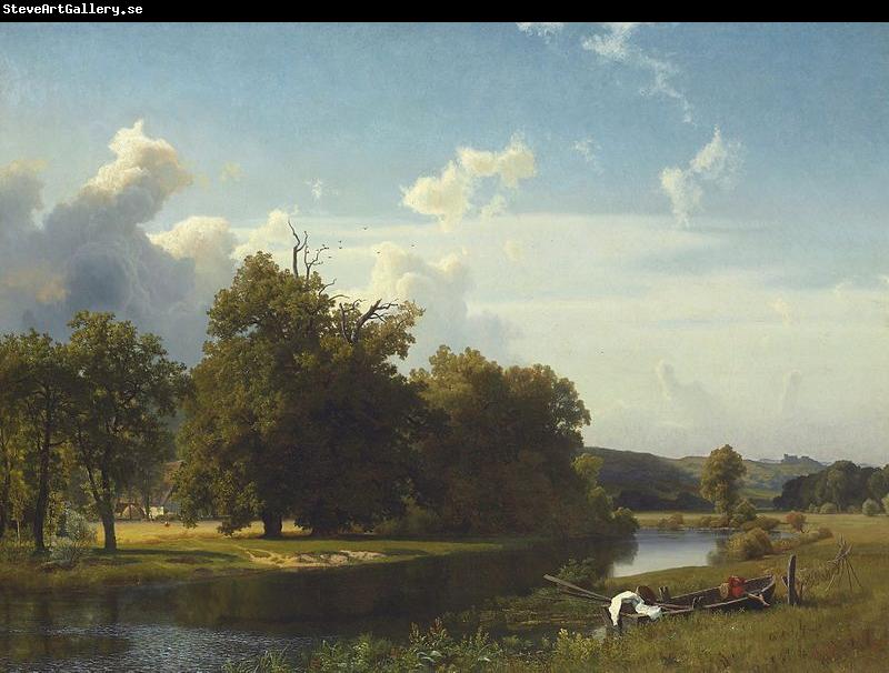 Albert Bierstadt A River Landscape, Westphalia